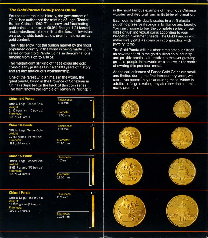 Gold Panda Coins Brochure 1982